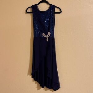 Navy Blue sequence Dress. Built in Leotard. Dance Costume.
